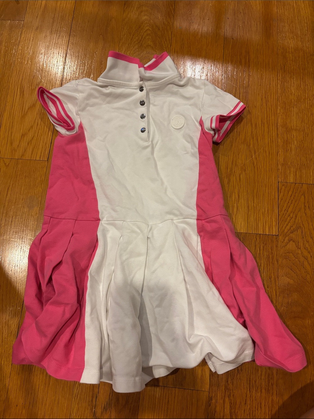 Jacadi White and Pink Polo Dress with Snaps